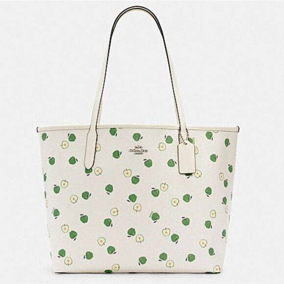 NWT Coach Leather City Tote With Apple Print - Picture 2 of 7